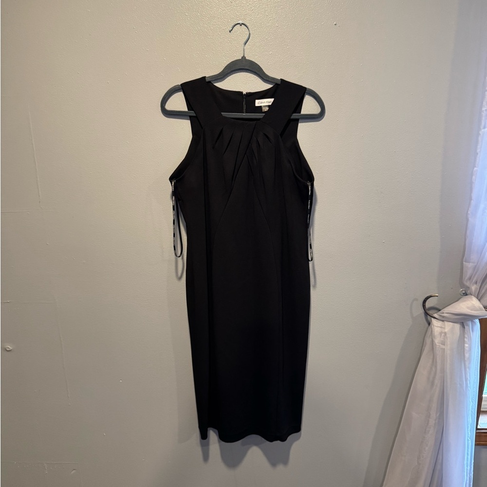 Calvin Klein Black Pleated Midi Dress